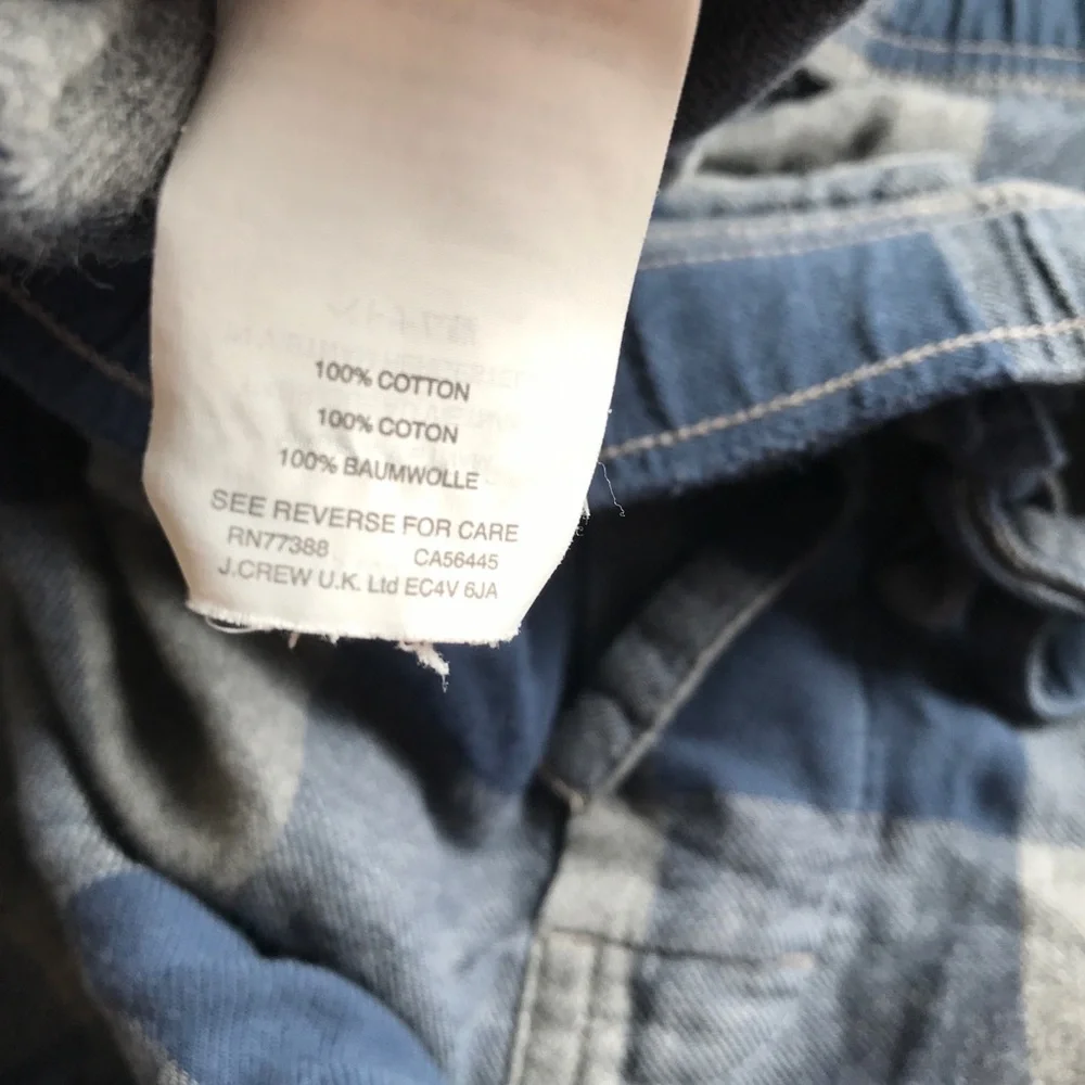 J CREW PJ PANTS BLUE CHECK COTTON LOUNGE DRAWSTRING MENS MEDIUM